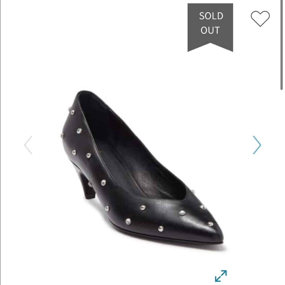 maje Pointed Toe Leather Crystal Kitten Heels